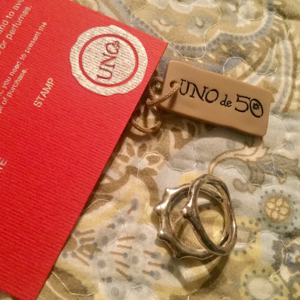 UNO de 50 Silver Double Band Ring ❤️ NWT ♥️Sz 7